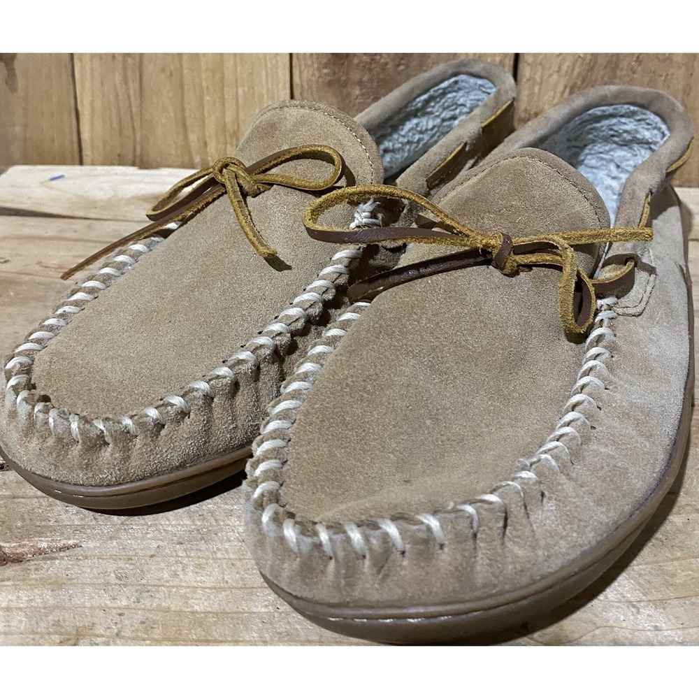 Minnetonka Rubber Sole Moccasin Slippers Size 11 Suede‎ Womens